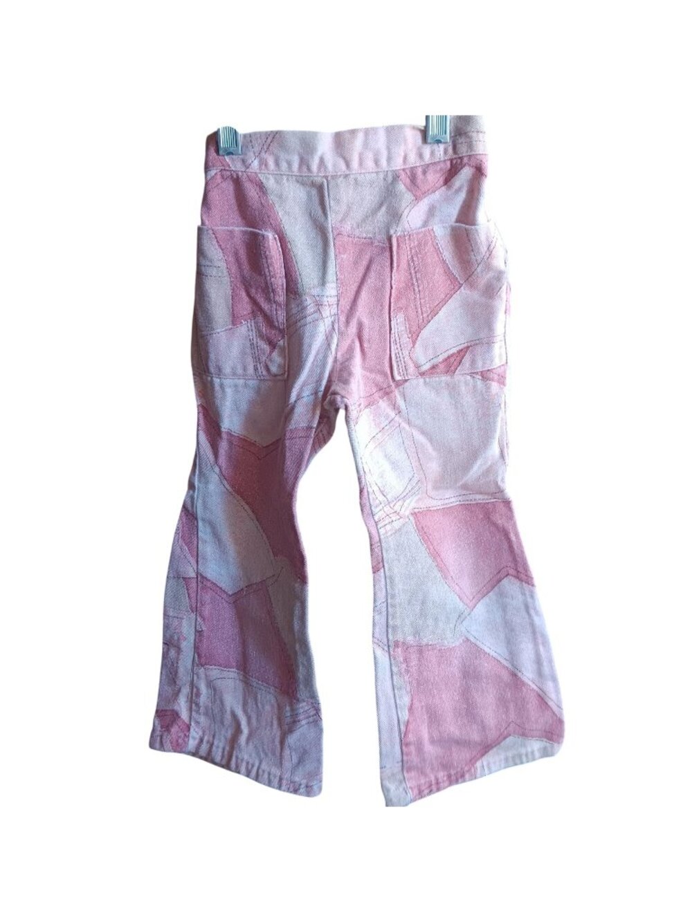 True Vintage Girls 4T Jeans 1970's Patchwork Pink Elastic Waist Flare Pants